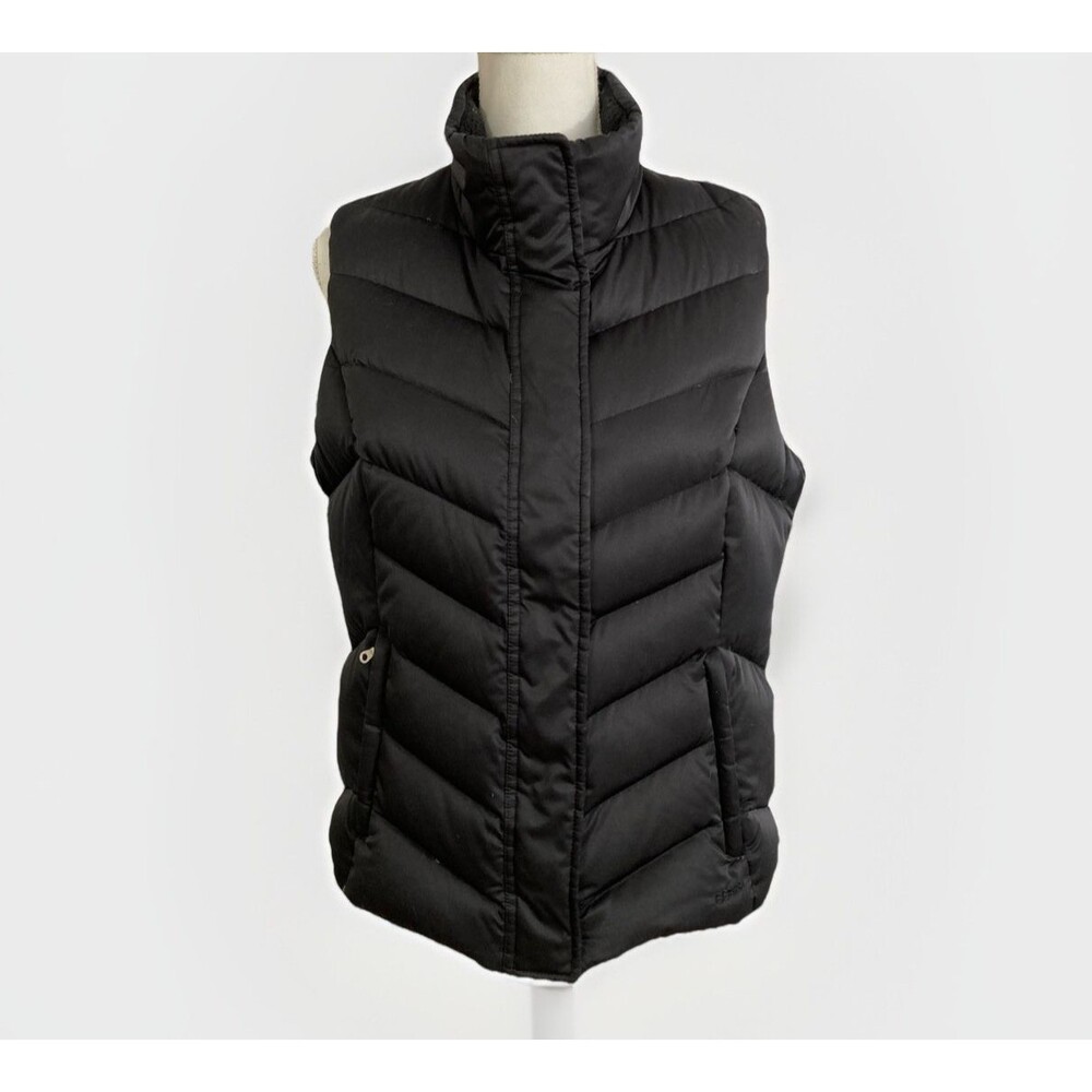 Eddie Bauer Womens L Black 550 Down Puffer Vest Goose Insulated Winter Outdoor